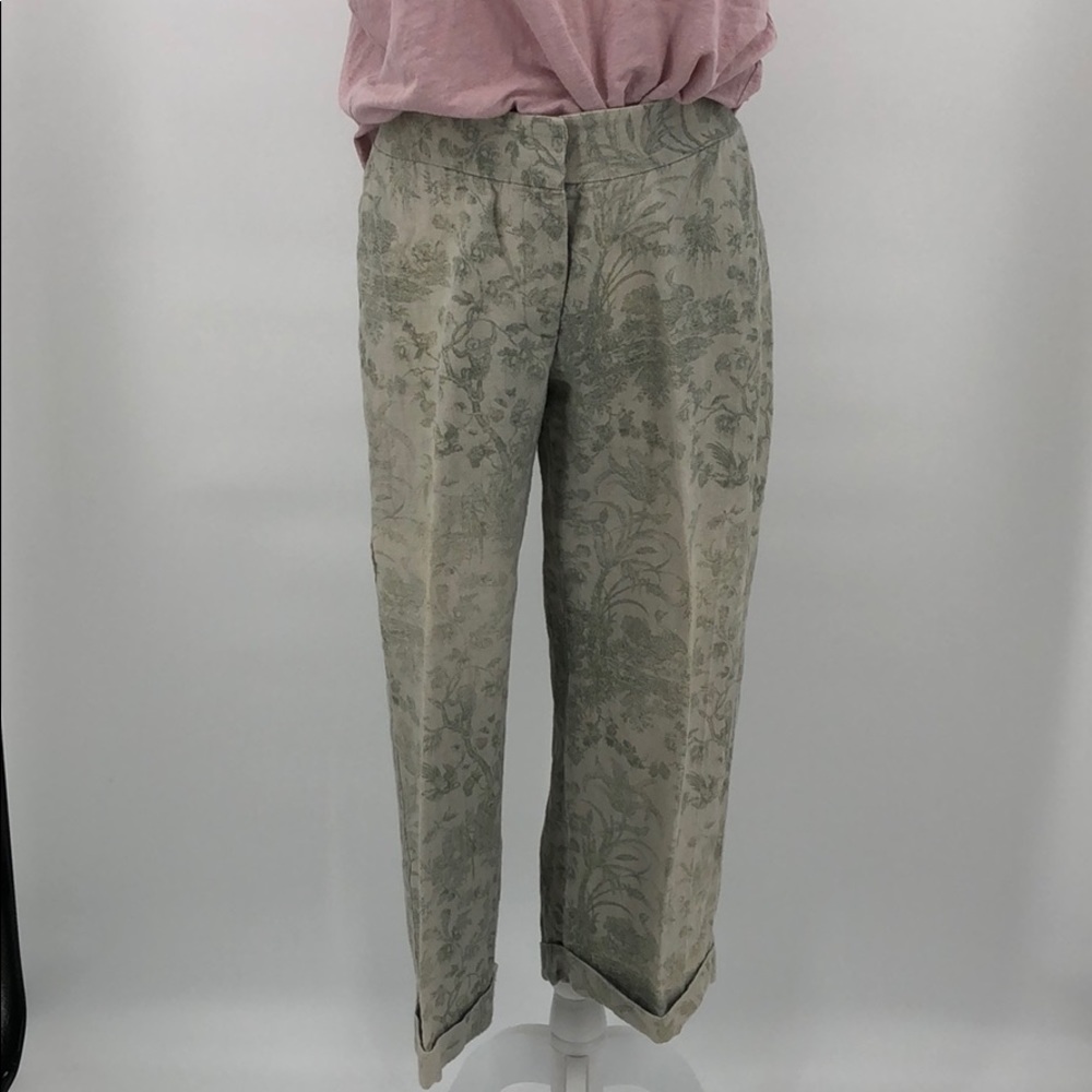 Isda & Co Linen Cropped Pants Sage Green Size 8